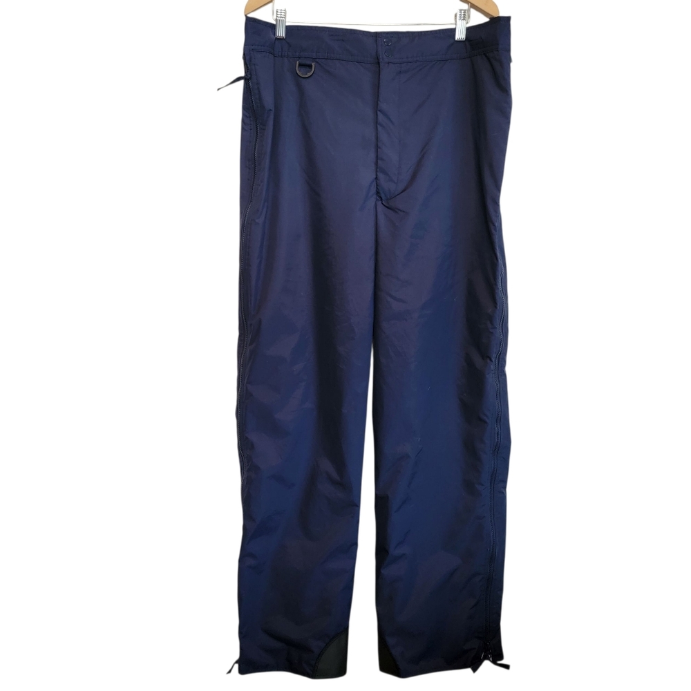 Raewiks Ski Snow Pants Mens Sz XL Dark Blue Full Side Zippers 100% Nylon EUC